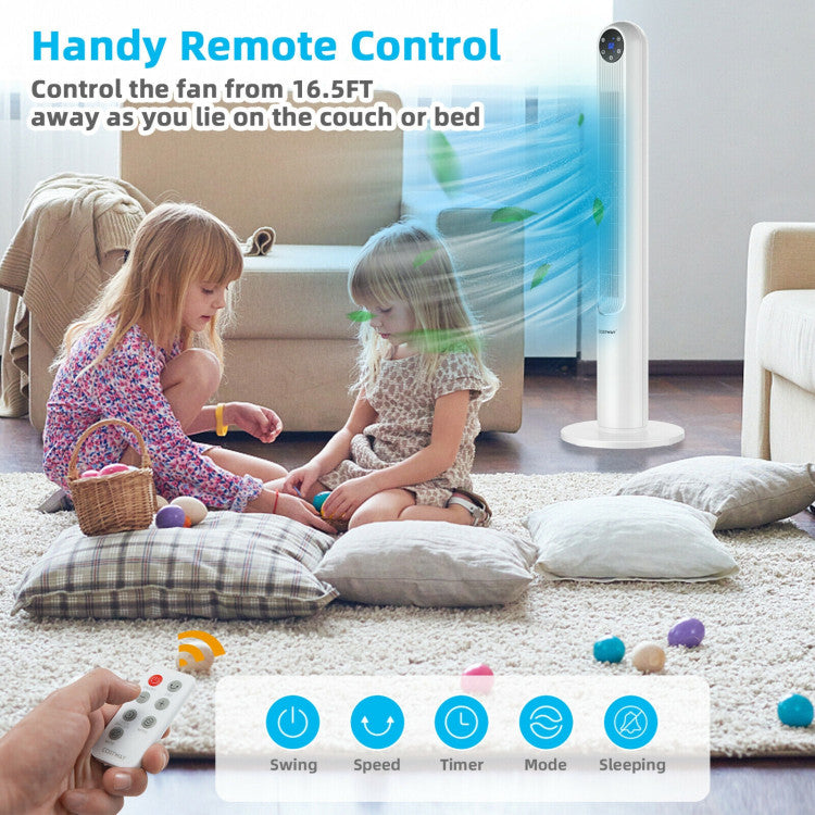 80° Oscillating Tower Fan – 42-Inch Slim Design with Smart Display & Remote | Powerful & Quiet | For Living Room & Workspace