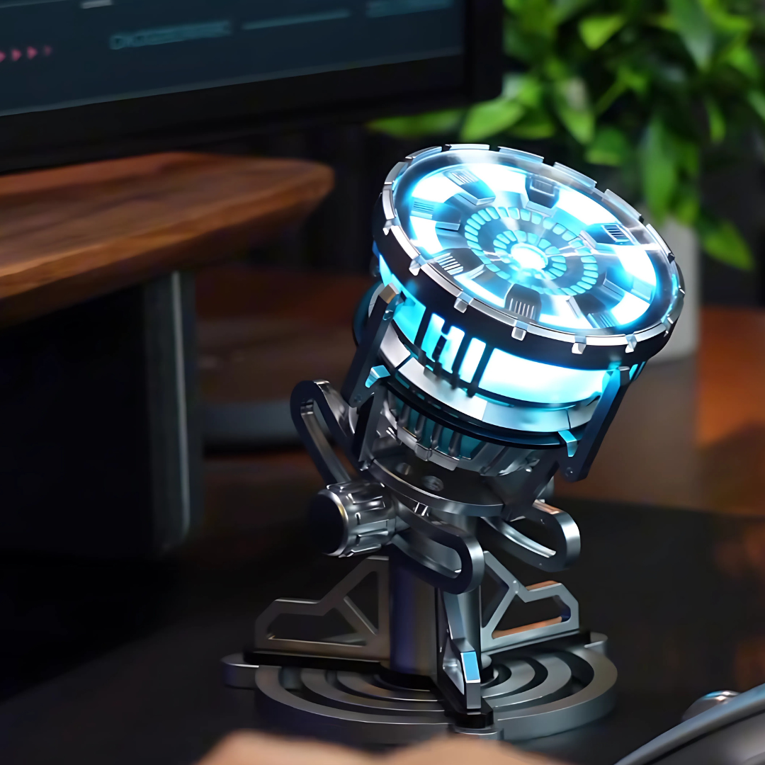 Diyion Arc Rebirth Display Light, Palladium Edition, with blue LED glow for a collector desk setup