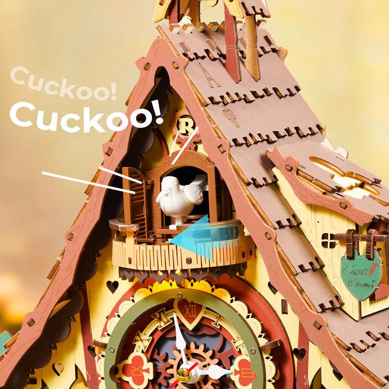 Diyion™ | Woodland Cuckoo Clock 3D Wooden Puzzle Kit with LED Lights - Diyion