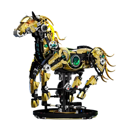Diyion mechanical horse building kit 1055 pieces golden armor poseable limbs DIY STEM toy