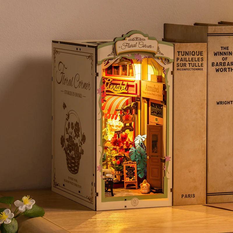 Diyion™ | Floral Corner Miniature - Enchanting Book Nook Insert - Diyion