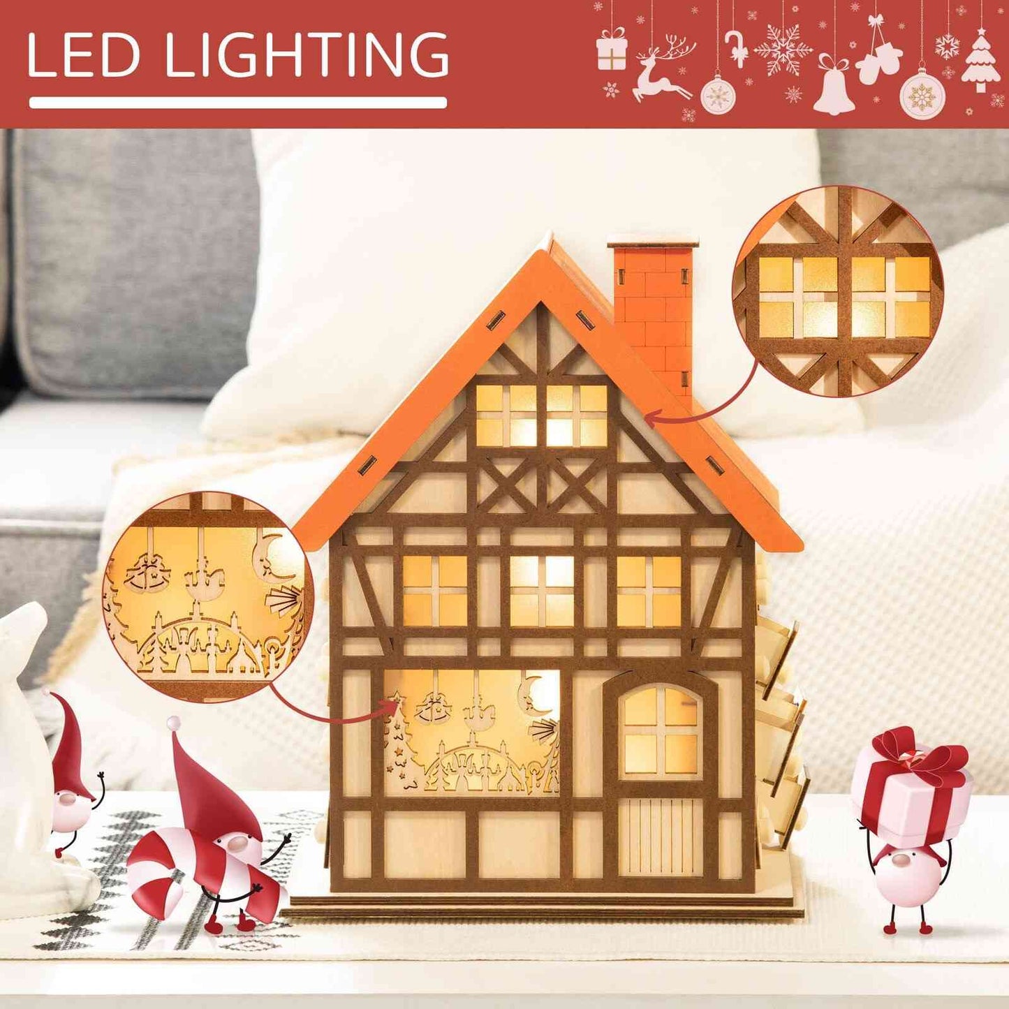 Wooden Christmas Advent Calendar House | LED Lighting - DIYION