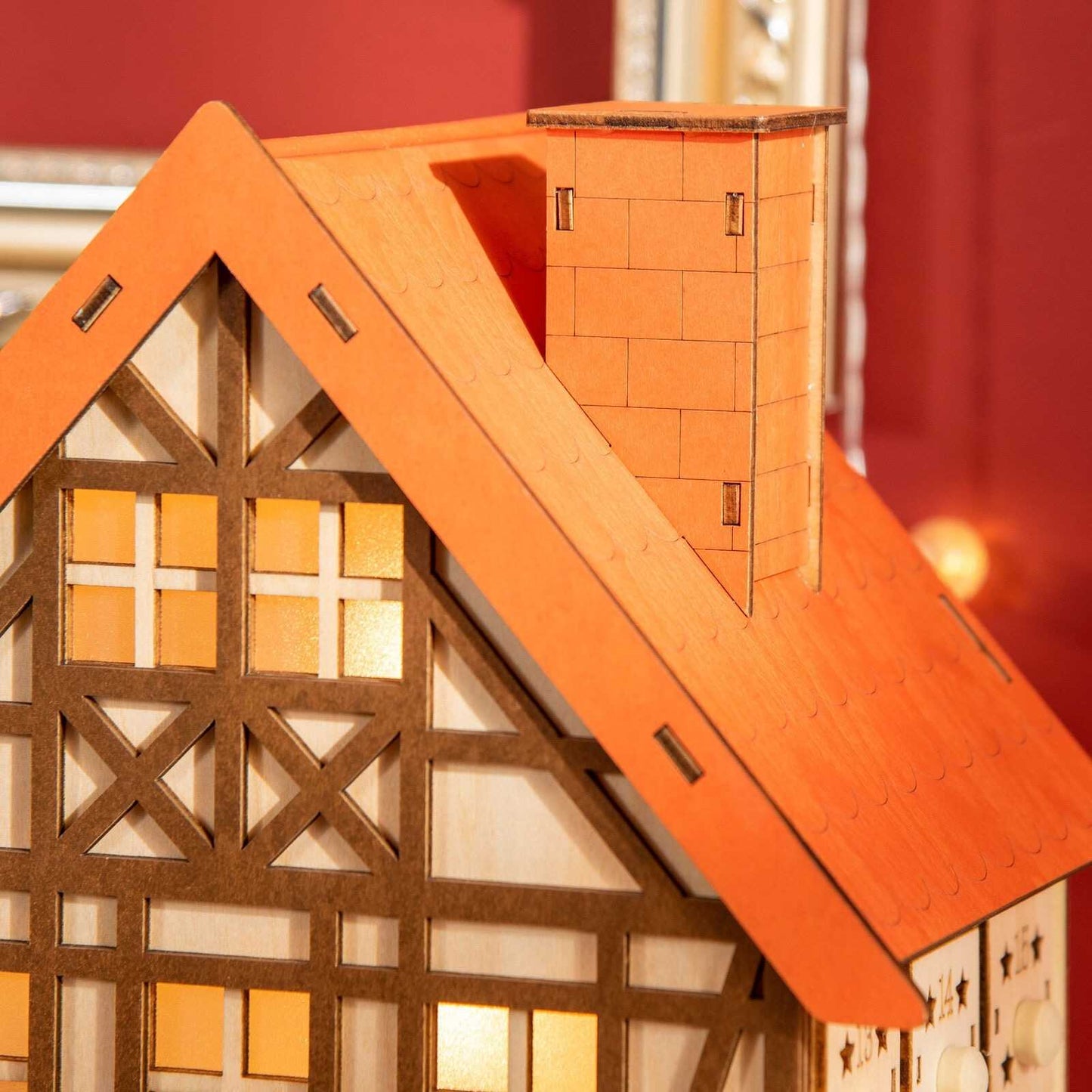 Wooden Christmas Advent Calendar House | LED Lighting - DIYION