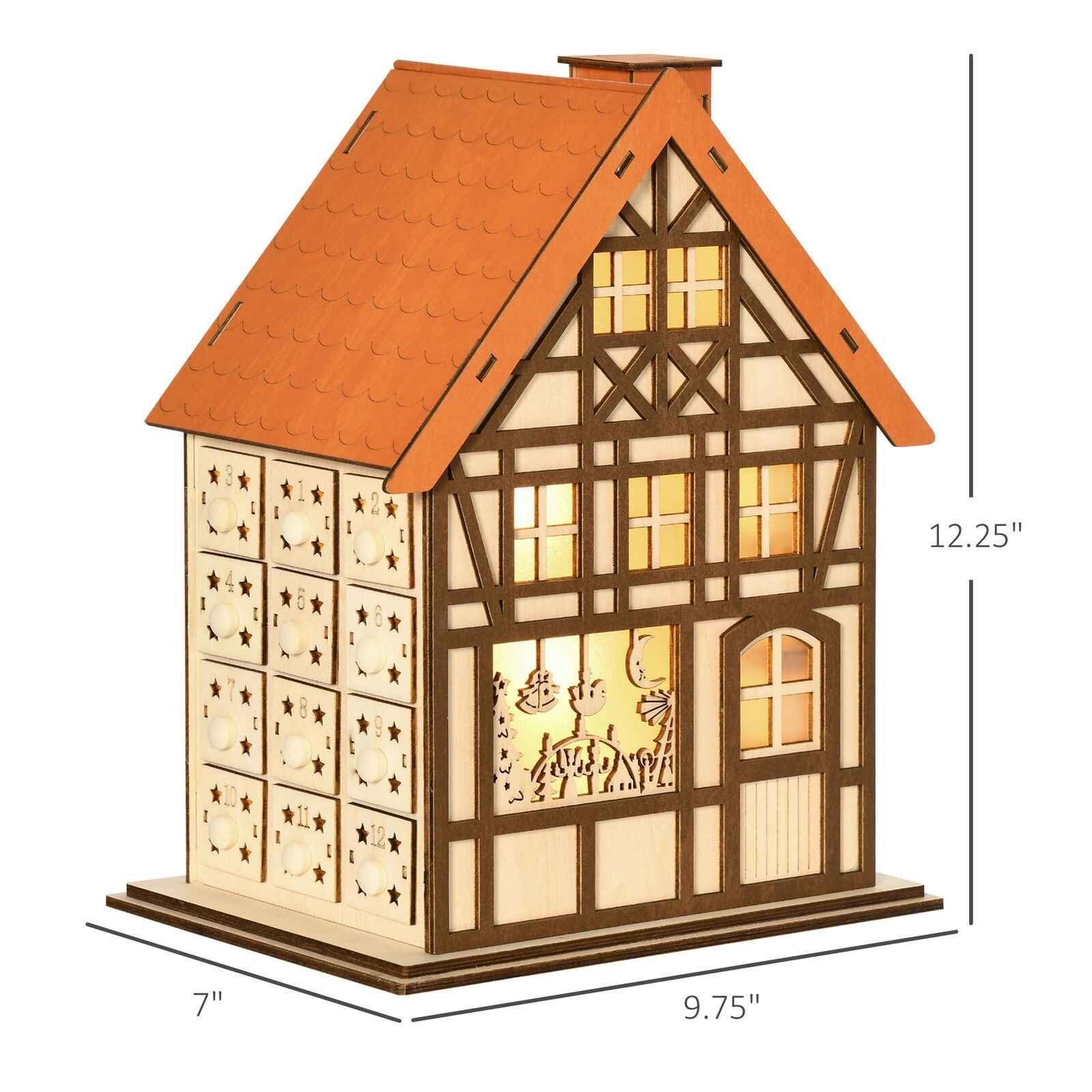 Wooden Christmas Advent Calendar House | LED Lighting - DIYION