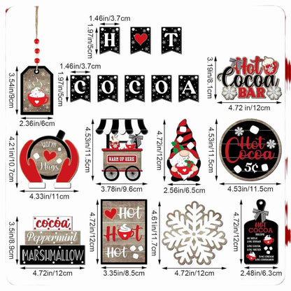 18 PCS Hot Cocoa Christmas Tiered Tray Decor Set - DIYION