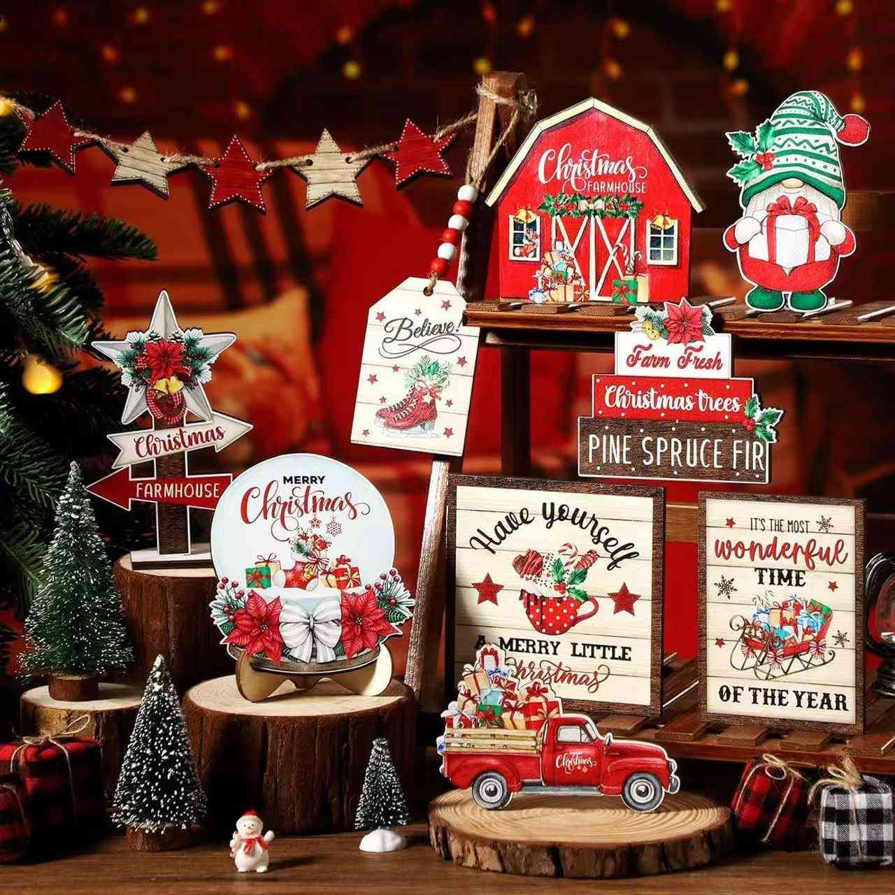 15 PCS Christmas Tiered Tray Decor Set - DIYION