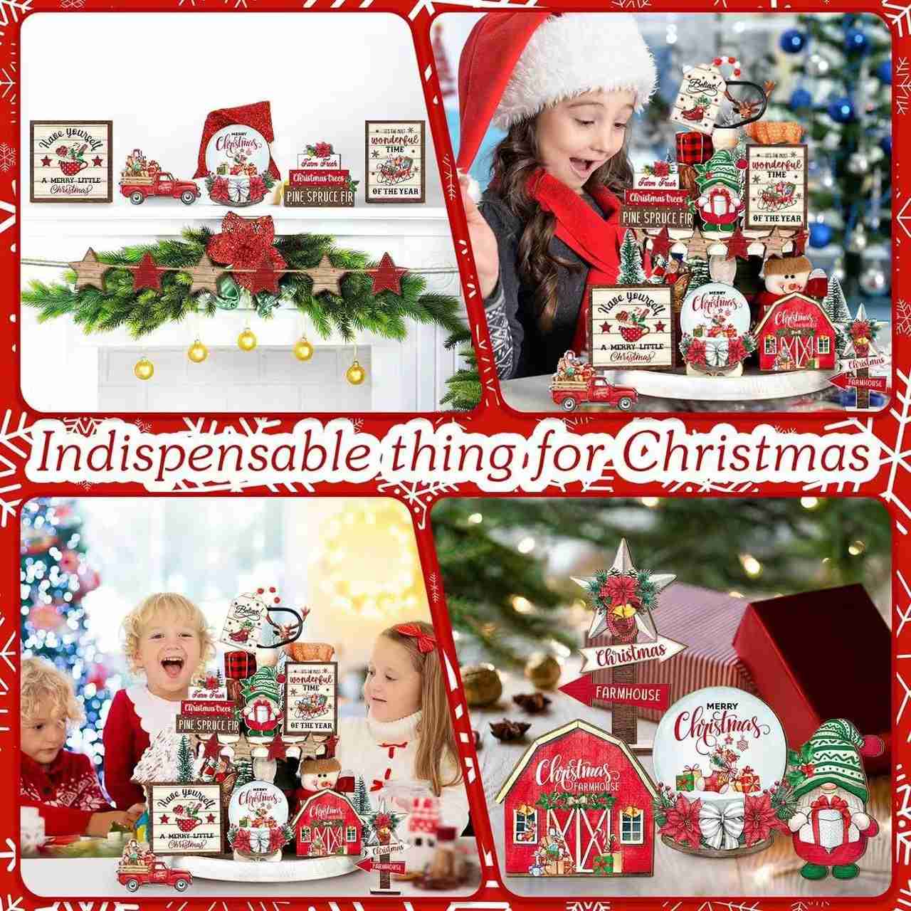 15 PCS Christmas Tiered Tray Decor Set - DIYION