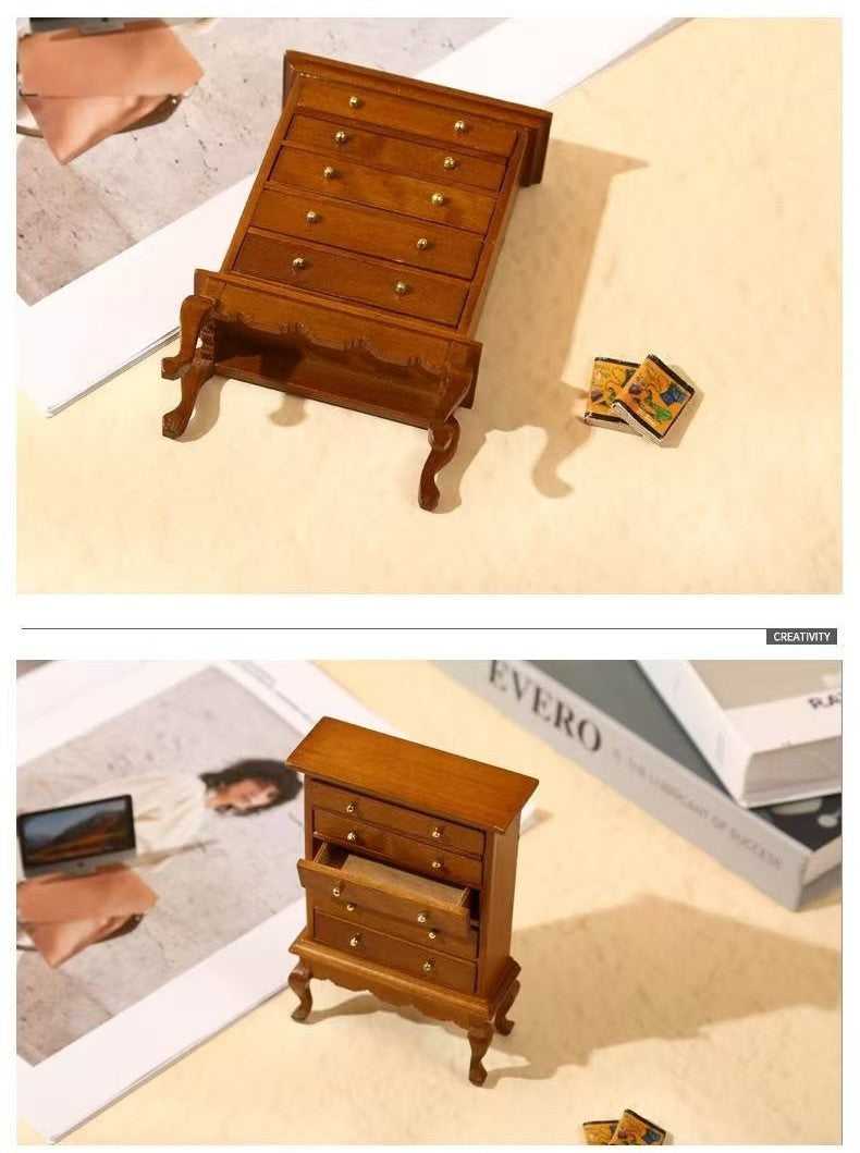1/12 Dollhouse Miniature 5 Drawers Chest - DIYION