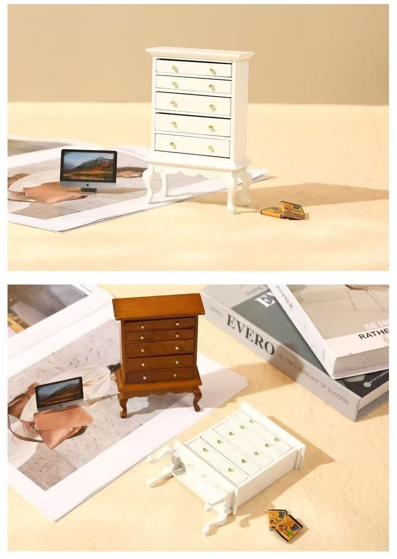 1/12 Dollhouse Miniature 5 Drawers Chest - DIYION