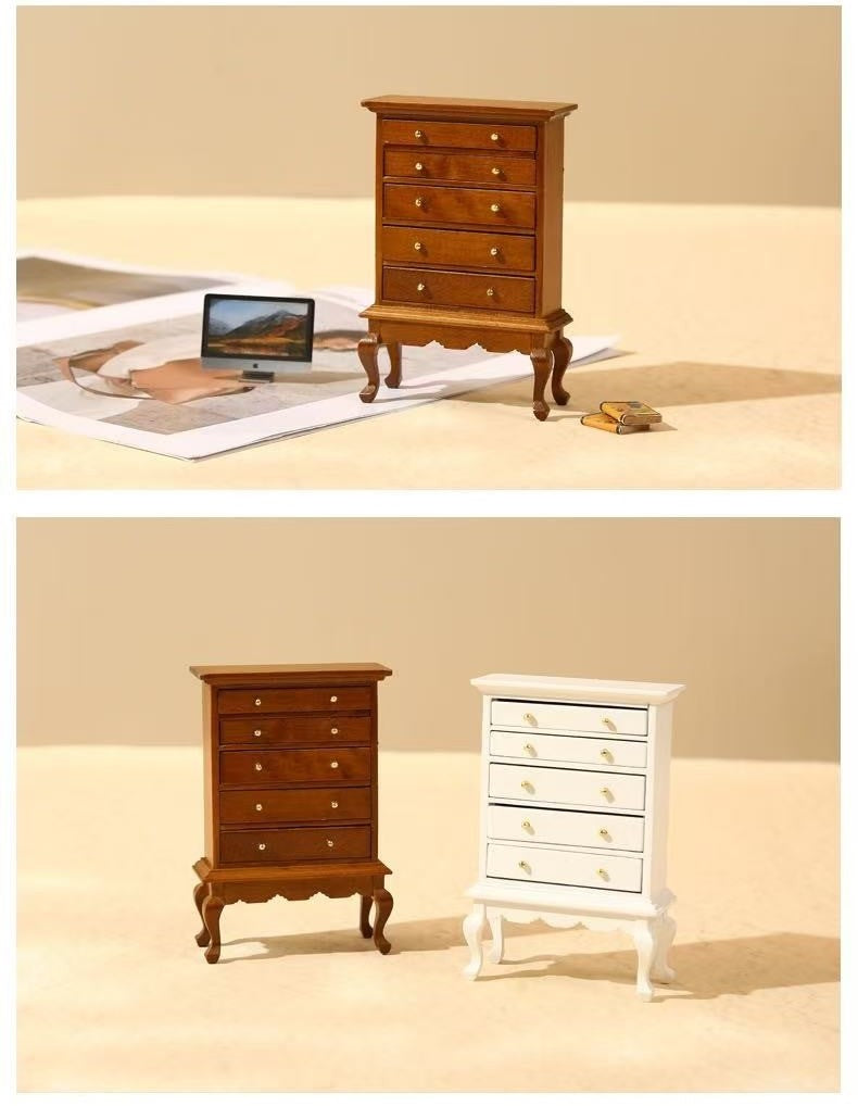 1/12 Dollhouse Miniature 5 Drawers Chest - DIYION