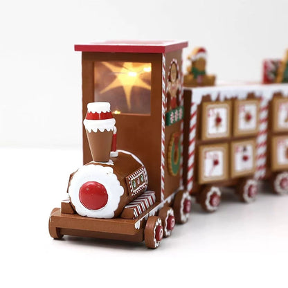 Pre-Lit Gingerbread Train Wooden Advent Calendar