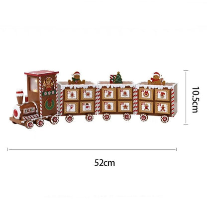 Pre-Lit Gingerbread Train Wooden Advent Calendar