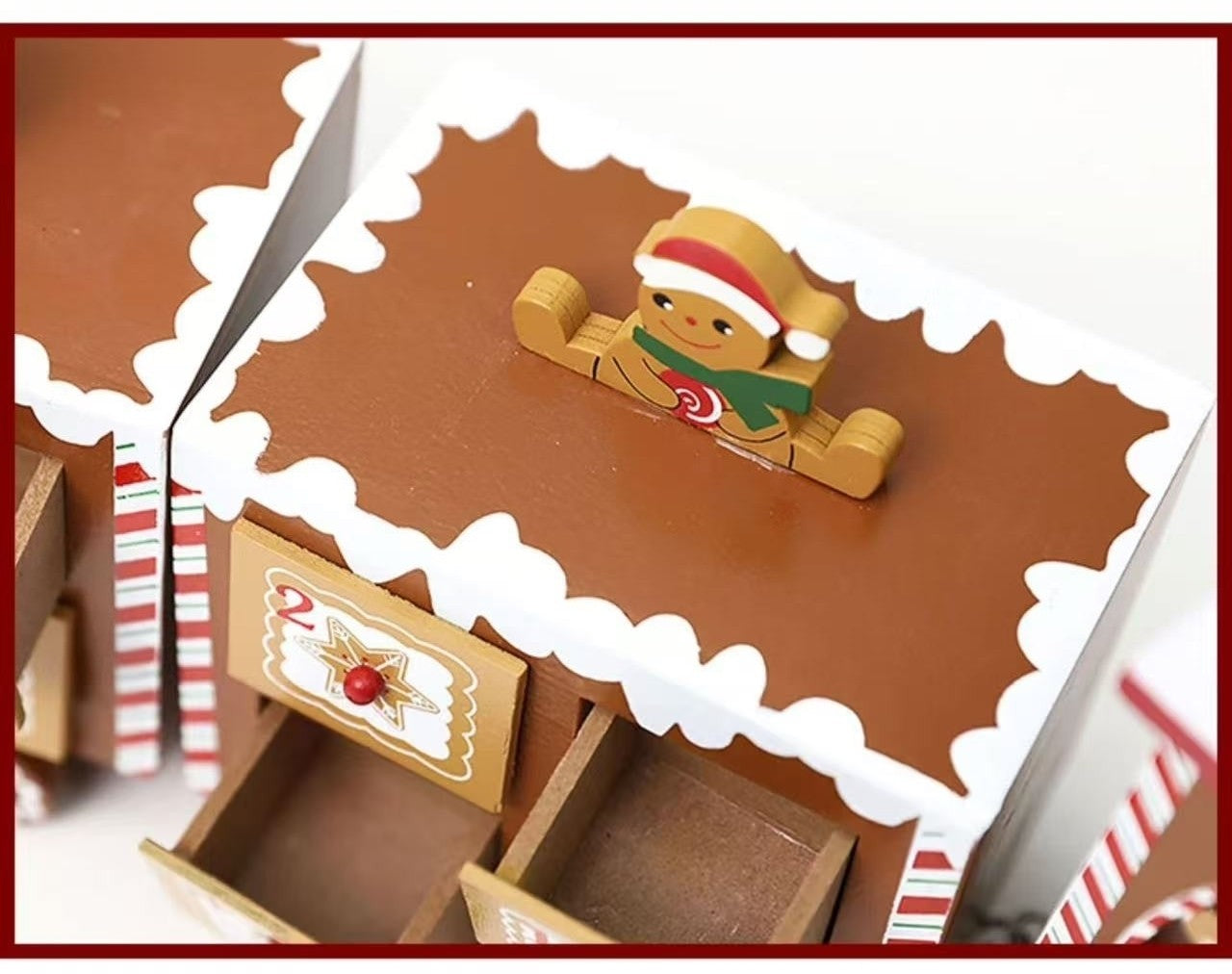 Pre-Lit Gingerbread Train Wooden Advent Calendar