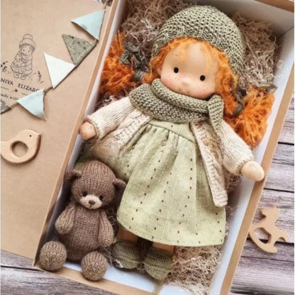 Lina | Handmade Plush Cotton Doll – Waldorf-Inspired Soft Toy | Fabric Box Set | For Kids’ Birthday & Kawaii Playtime Fun