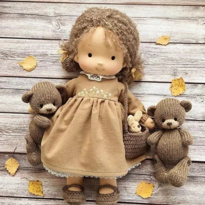 Lina | Handmade Plush Cotton Doll – Waldorf-Inspired Soft Toy | Fabric Box Set | For Kids’ Birthday & Kawaii Playtime Fun
