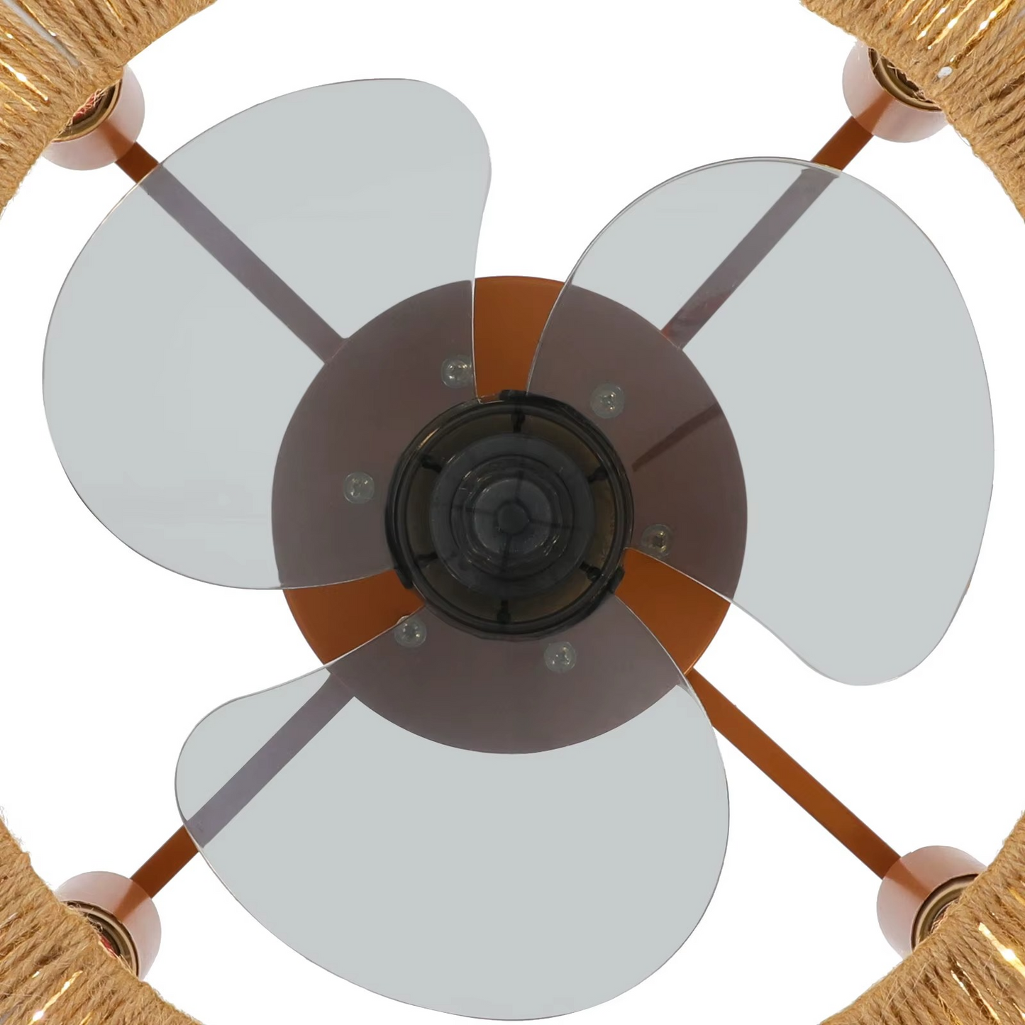 Hemp rope ceiling fan light 18 inch boho drum shade pendant fixture with remote control for bedroom and living room