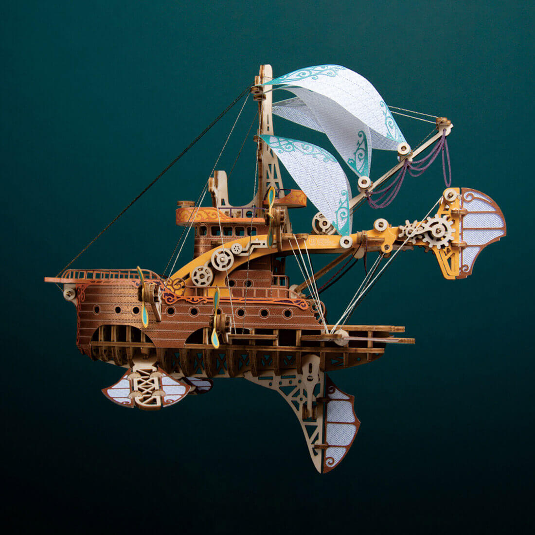 Steampunk Fantasy Spaceship Wooden Puzzle Model Kit For Gift - Diyion