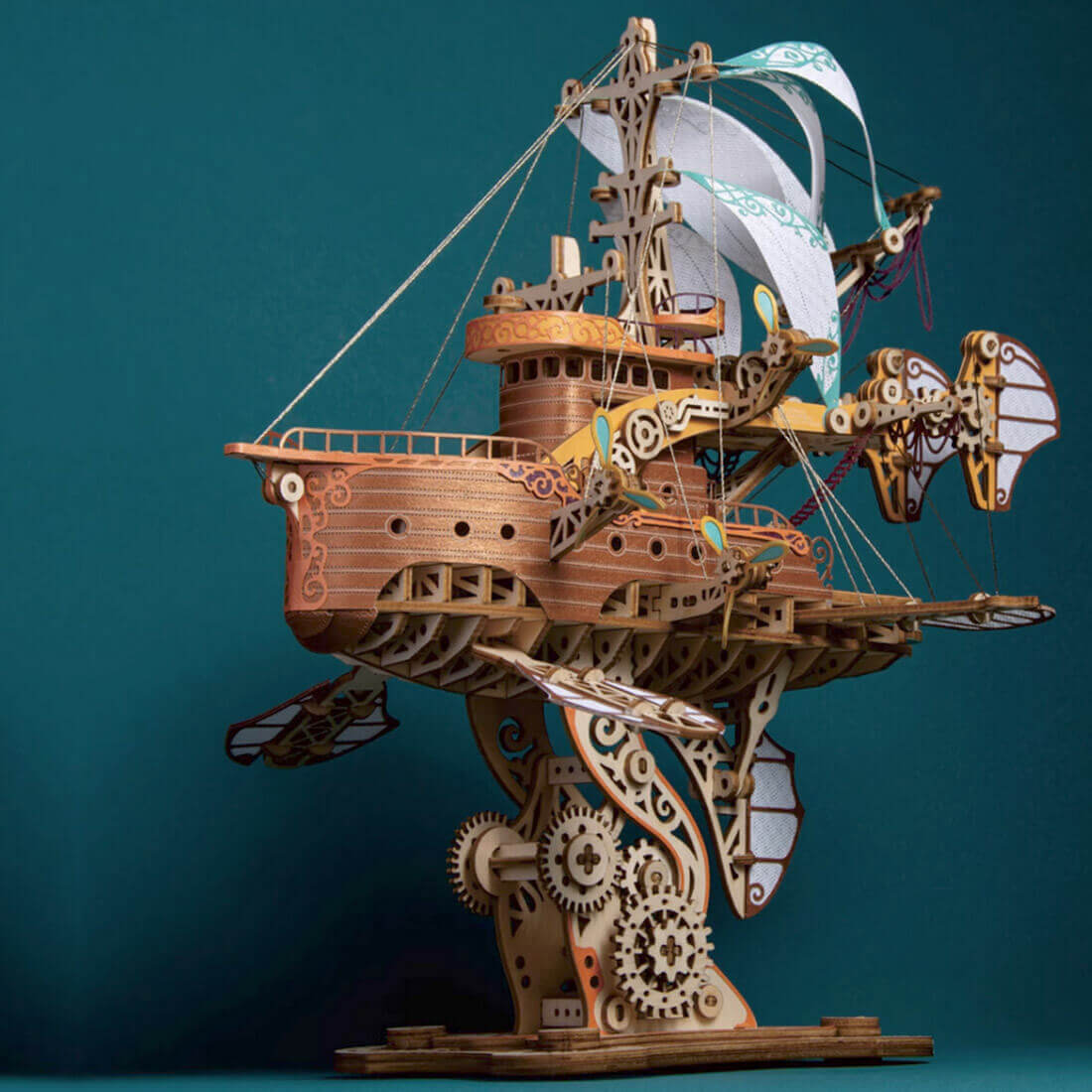 Steampunk Fantasy Spaceship Wooden Puzzle Model Kit For Gift - Diyion