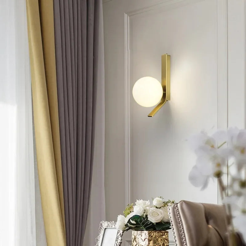 GildedLume – Wall Light with Golden Glass Sphere