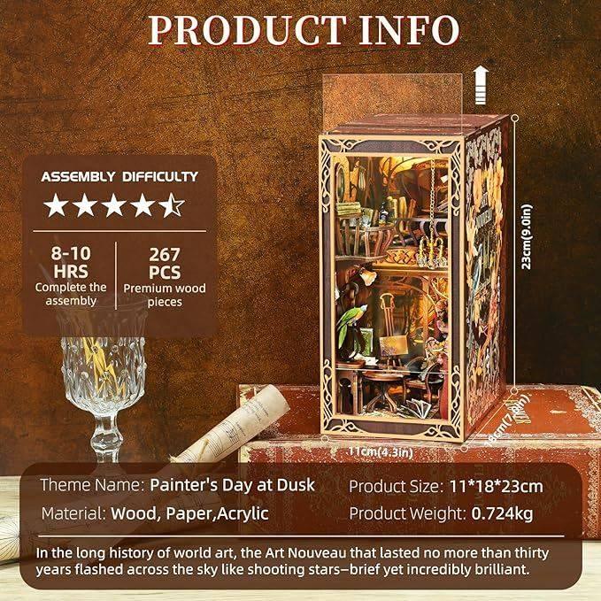 Painter's Day at Dusk DIY Book Nook Kit | Art Nouveau Inspired - DIYION