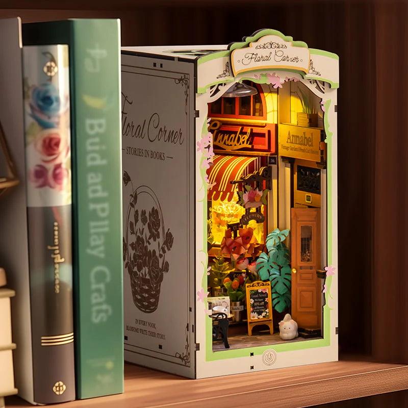 Diyion™ | Floral Corner Miniature - Enchanting Book Nook Insert - Diyion