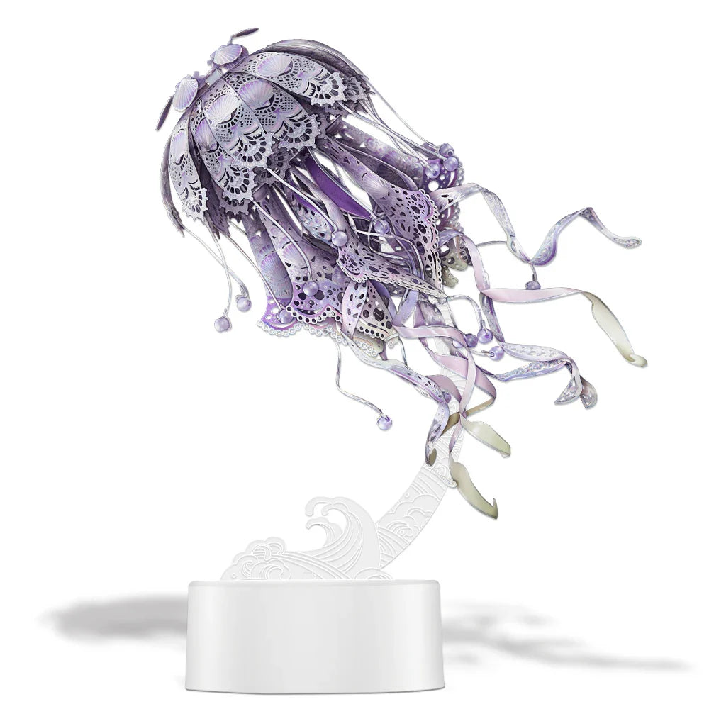 Diyion | 3D Metal Puzzle Jellyfish Kit - 61 Piece Stainless Steel DIY Assembly Model Building Set for Adults