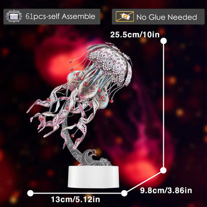 Diyion | 3D Metal Puzzle Jellyfish Kit - 61 Piece Stainless Steel DIY Assembly Model Building Set for Adults