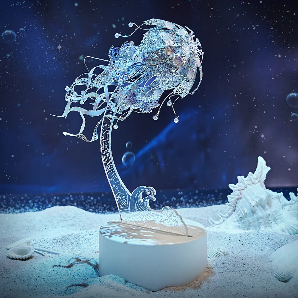 Diyion | 3D Metal Puzzle Jellyfish Kit - 61 Piece Stainless Steel DIY Assembly Model Building Set for Adults