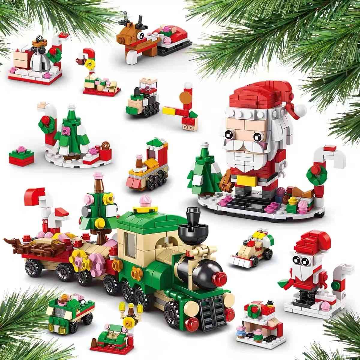 Santa and Train Christmas Countdown Advent Calendar Building Blocks Set | 1123 PCS - DIYION