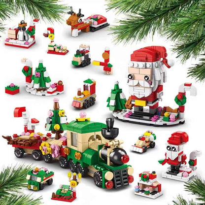Santa and Train Christmas Countdown Advent Calendar Building Blocks Set | 1123 PCS - DIYION