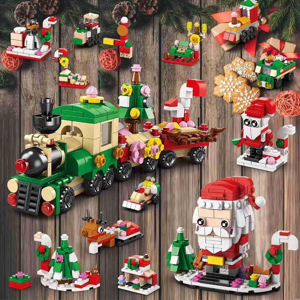 Santa and Train Christmas Countdown Advent Calendar Building Blocks Set | 1123 PCS - DIYION