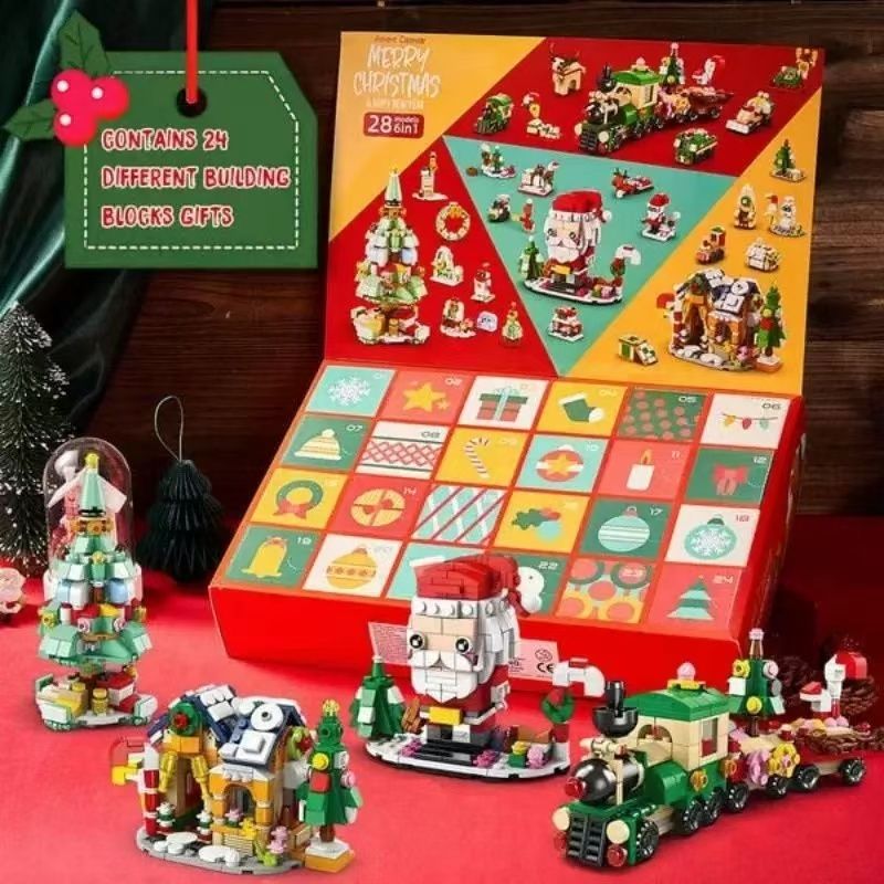 Santa and Train Christmas Countdown Advent Calendar Building Blocks Set | 1123 PCS - DIYION