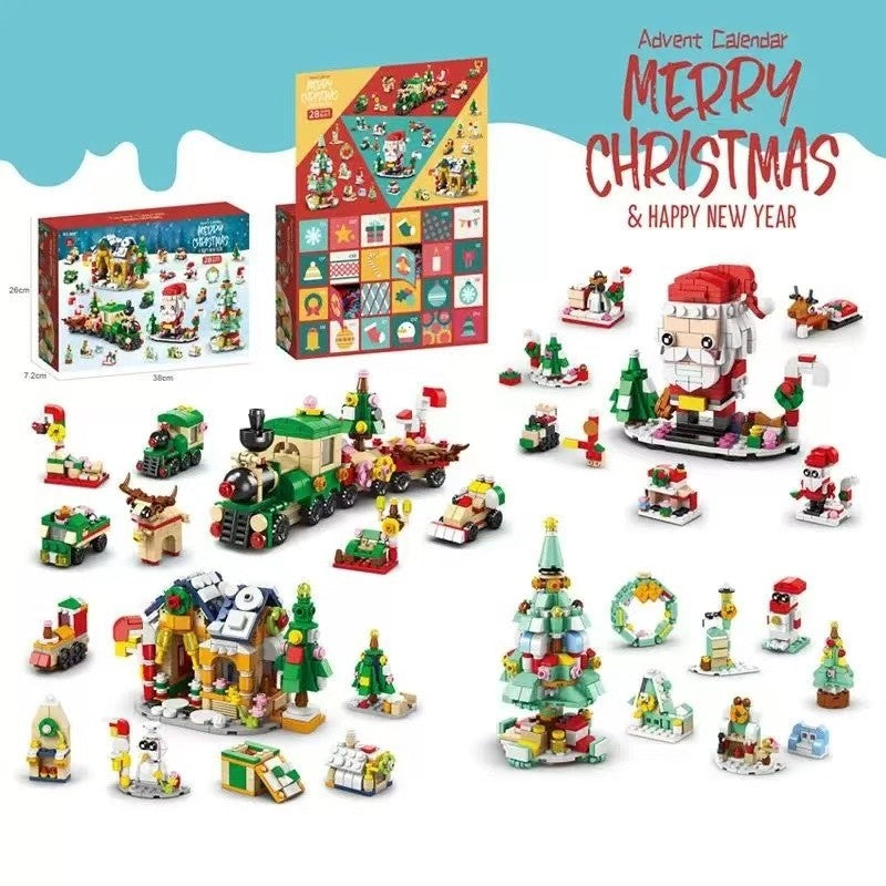 Santa and Train Christmas Countdown Advent Calendar Building Blocks Set | 1123 PCS - DIYION