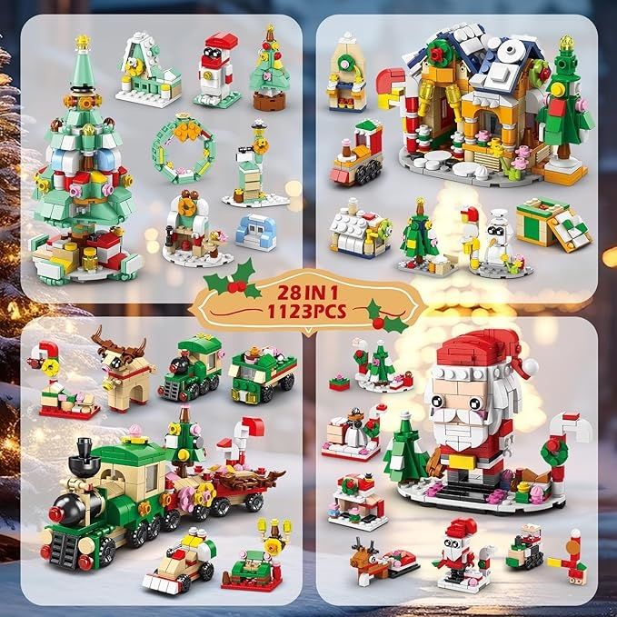 Santa and Train Christmas Countdown Advent Calendar Building Blocks Set | 1123 PCS - DIYION