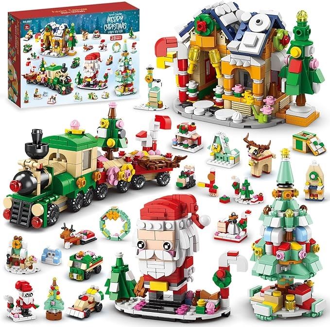 Santa and Train Christmas Countdown Advent Calendar Building Blocks Set | 1123 PCS - DIYION