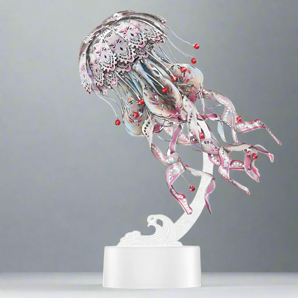Diyion | 3D Metal Puzzle Jellyfish Kit - 61 Piece Stainless Steel DIY Assembly Model Building Set for Adults