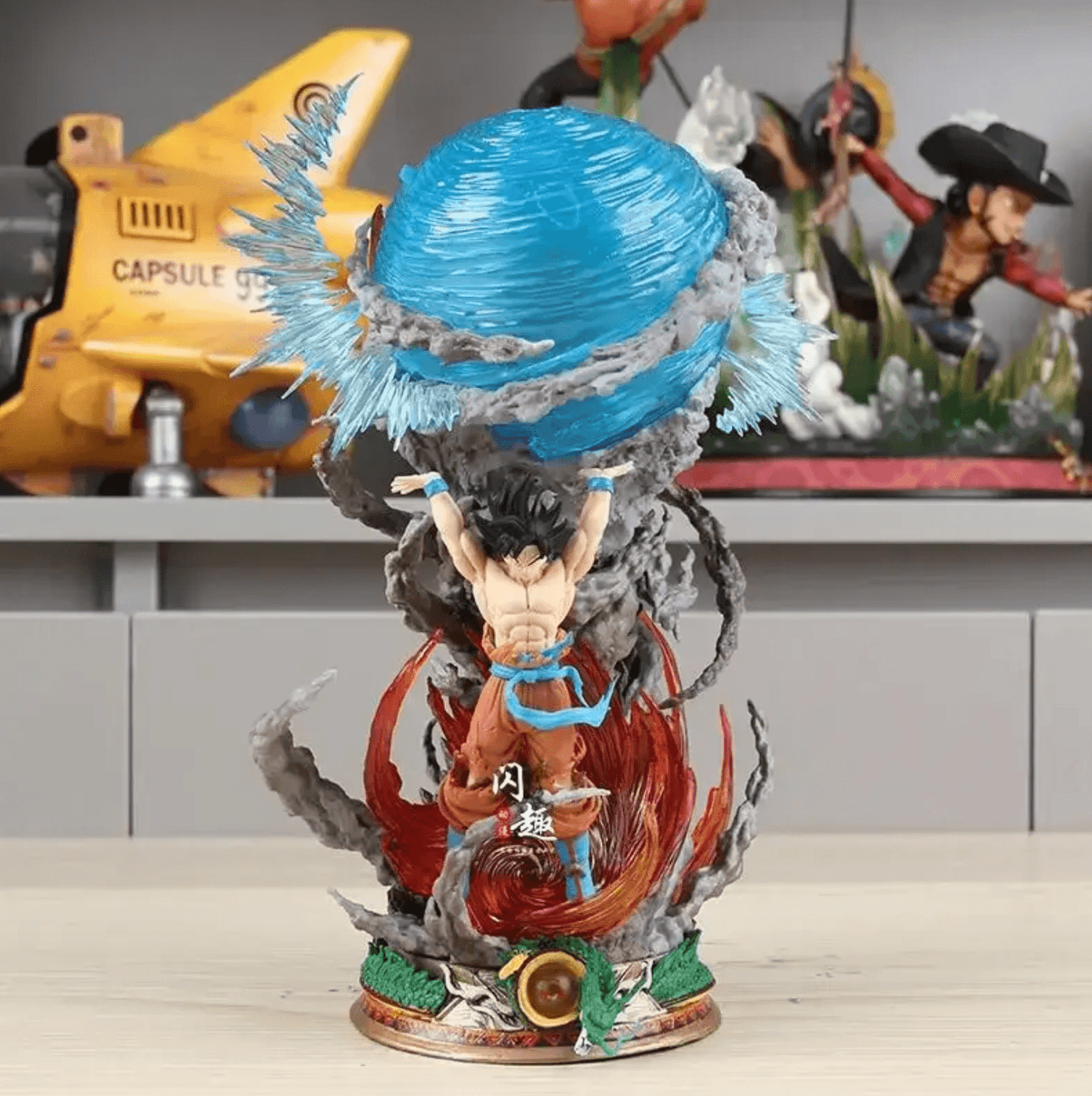 Diyion Goku Spirit Bomb figurine with translucent blue energy effect for a Dragon Ball collection