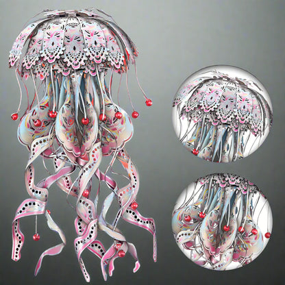 Diyion | 3D Metal Puzzle Jellyfish Kit - 61 Piece Stainless Steel DIY Assembly Model Building Set for Adults