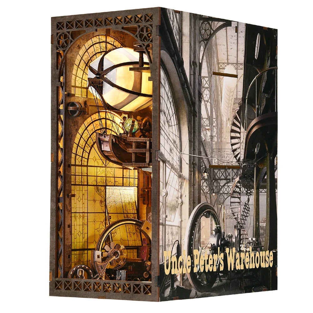 Decorative box with intricate designs and 'Uncle Peter's Warehouse' text on a white background