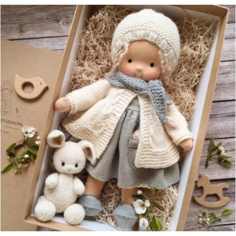 Mila | Soft Cotton Plush Doll – Waldorf Handmade Toy with Fabric Box | Kawaii Design | For Children’s Birthday & Everyday Play