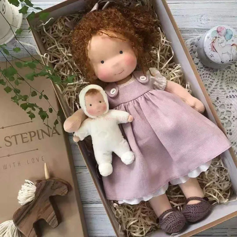 Mila | Soft Cotton Plush Doll – Waldorf Handmade Toy with Fabric Box | Kawaii Design | For Children’s Birthday & Everyday Play