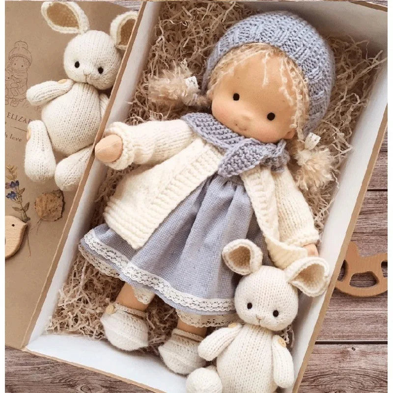 Mila | Soft Cotton Plush Doll – Waldorf Handmade Toy with Fabric Box | Kawaii Design | For Children’s Birthday & Everyday Play
