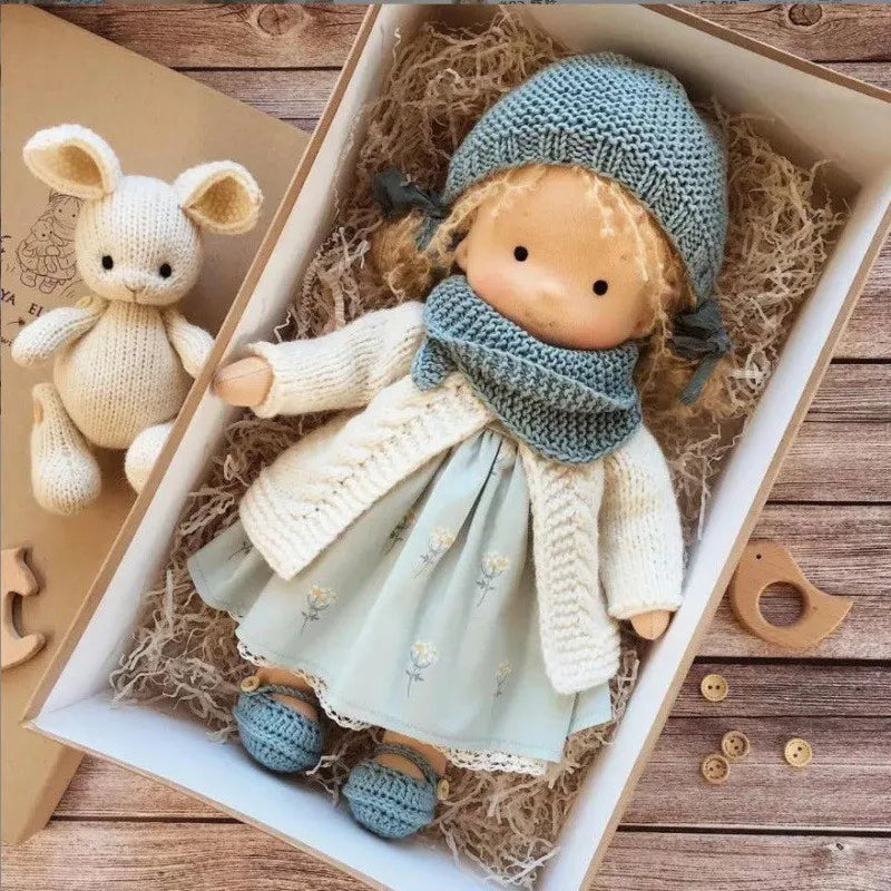 Mila | Soft Cotton Plush Doll – Waldorf Handmade Toy with Fabric Box | Kawaii Design | For Children’s Birthday & Everyday Play