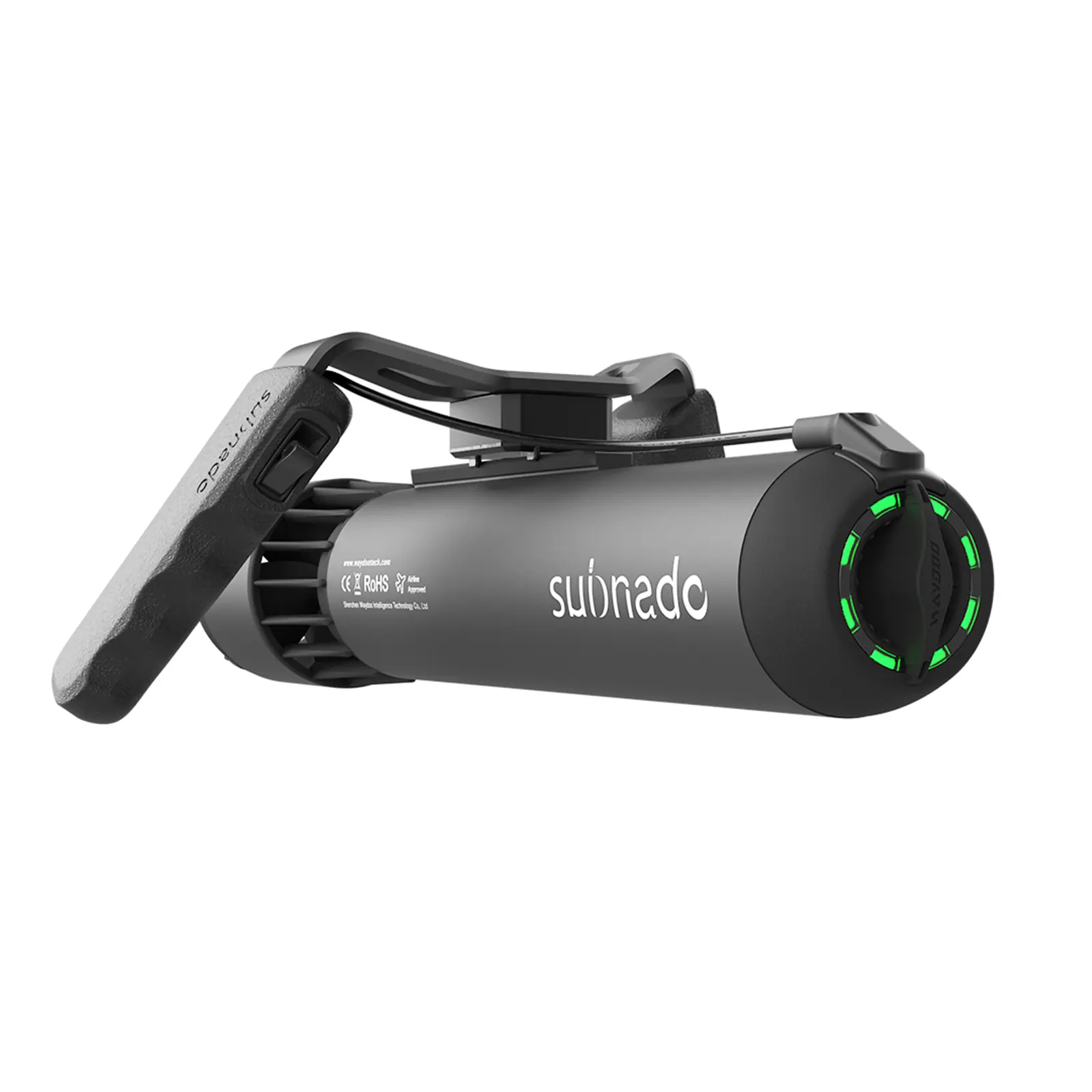 Waydoo Subnado Standard unit view, lightweight 1.4kg dive scooter with airline-approved battery for travel divers and snorkelers