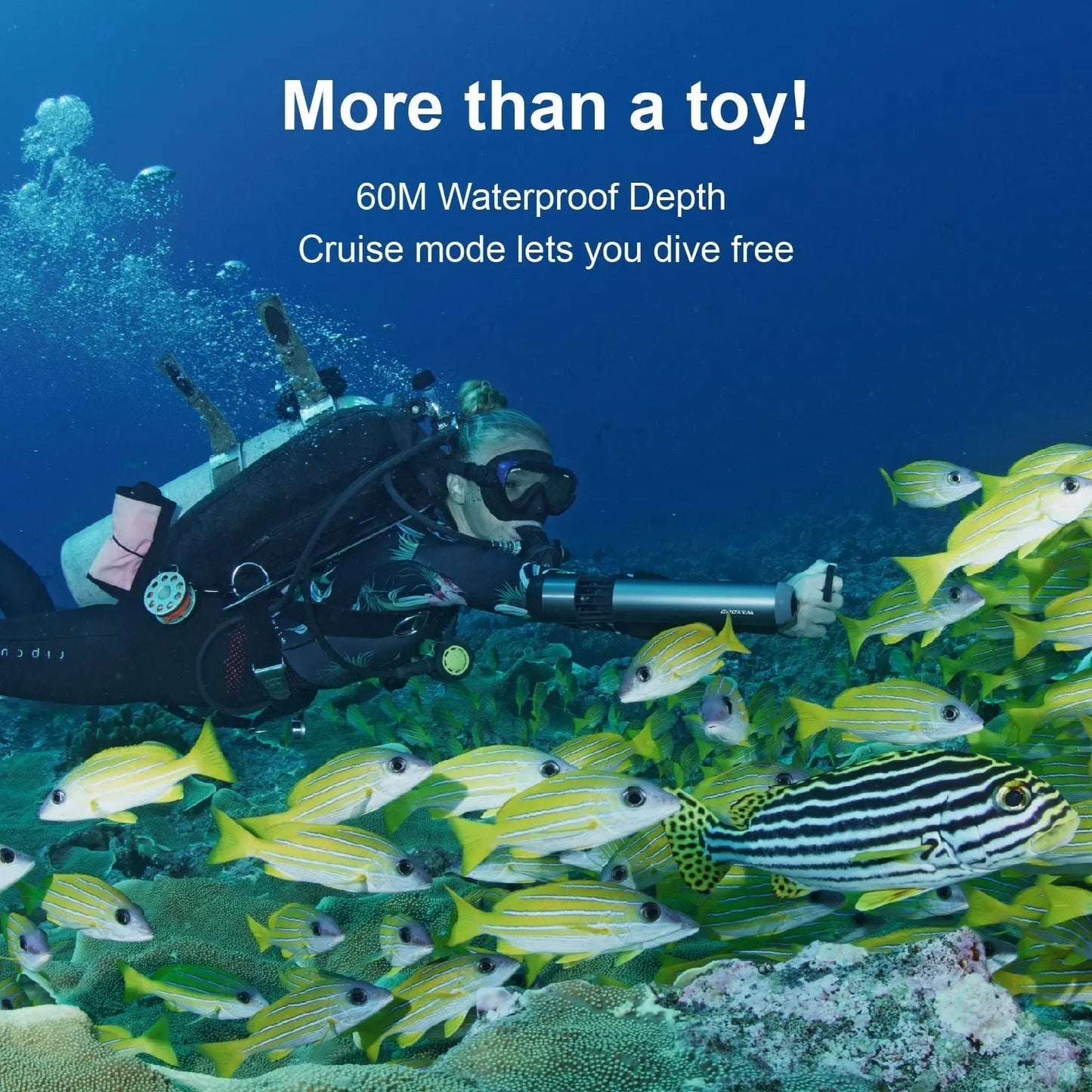 Subnado Standard airline-approved battery and 100W USB-C fast charge, travel-ready sea scooter for dive holiday trips