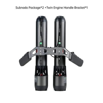 Subnado twin engine handle bracket bundle, dual DPV setup for tandem diving synchronized snorkeling and SUP adventures