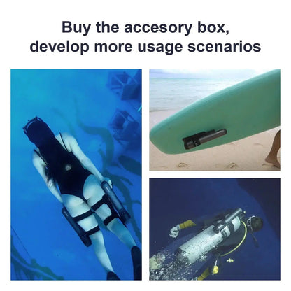 Subnado Standard gray sea scooter bundle view, lightweight DPV multi-pack for lake diving group snorkeling and ocean sports