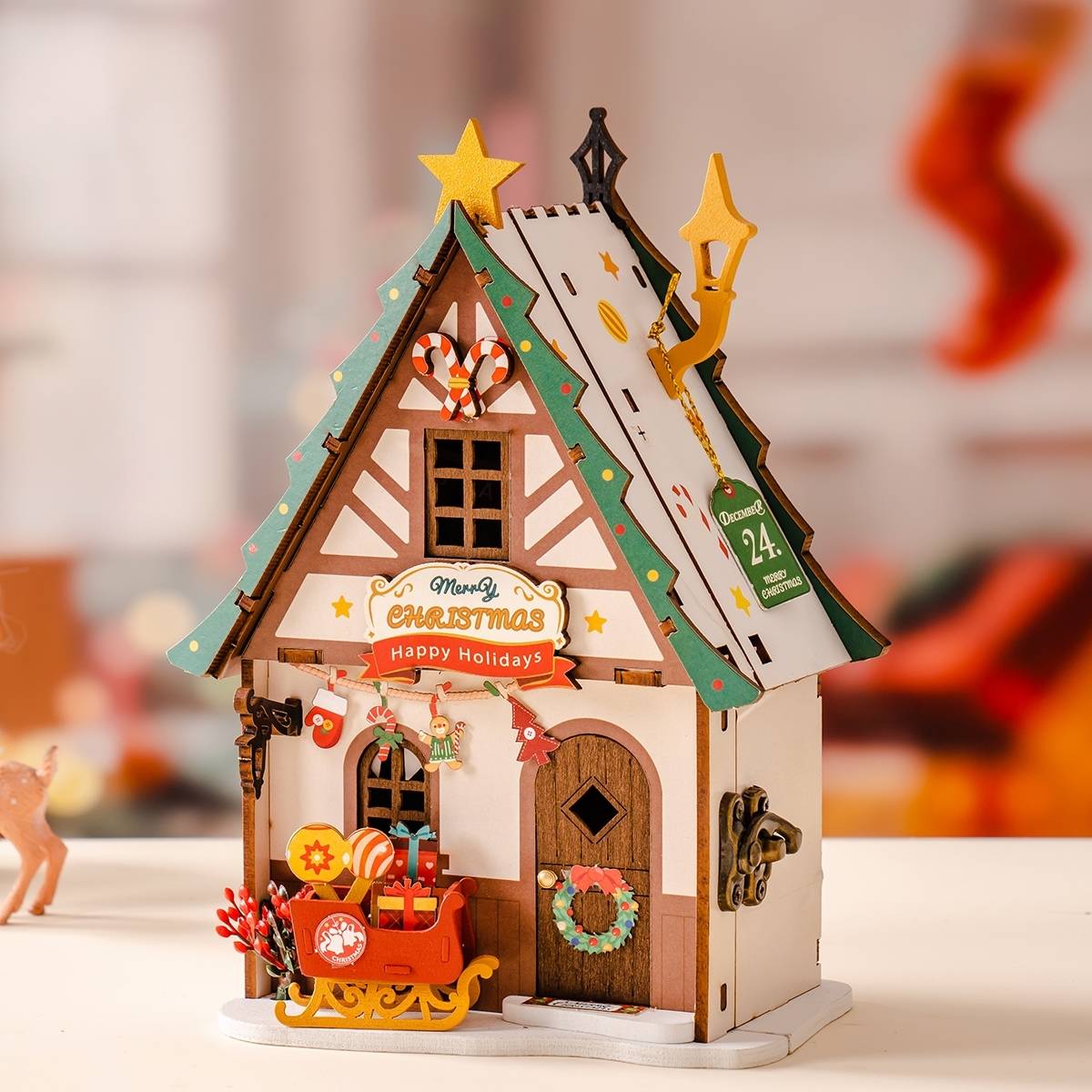 Twinkling Christmas House DIY Miniature House Kit - DIYION