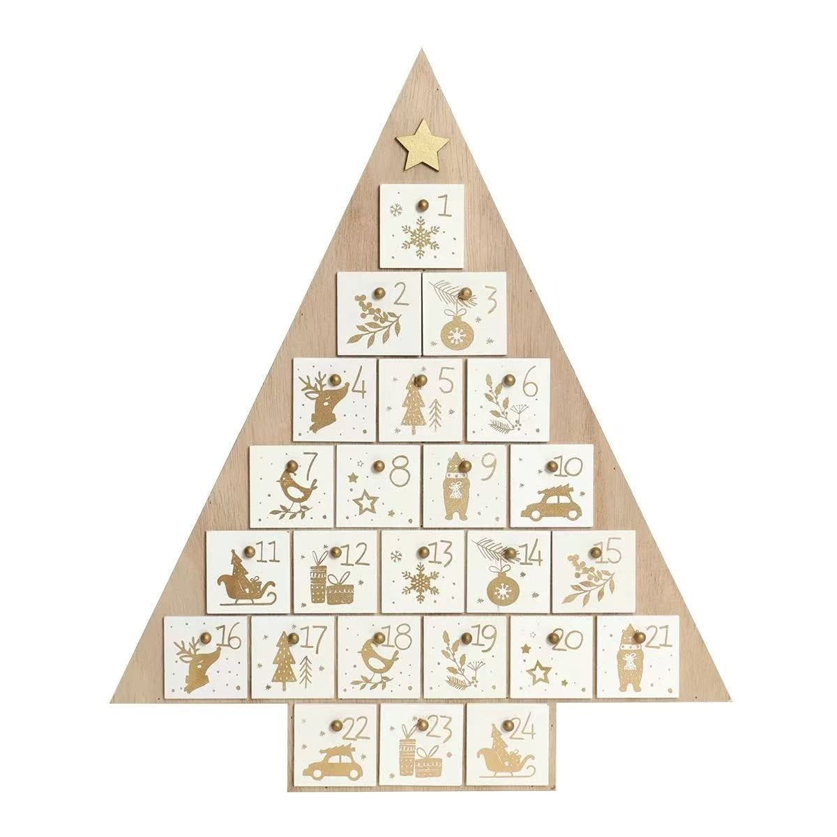 White Christmas Tree Wooden Advent Calendar - DIYION