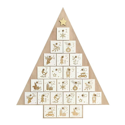 White Christmas Tree Wooden Advent Calendar - DIYION
